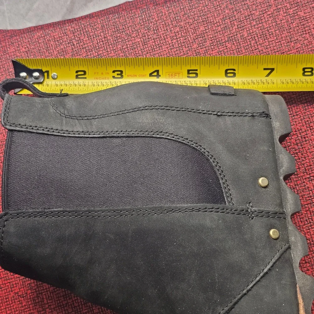 Sorel‎ Lea Wedge Leather Chelsea Boot 7.5 Black Waterproof Outdoor Pull On Tab
